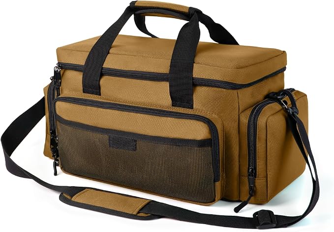 VJI Heavy Duty Tool Bag with Multi-Pockets, Portable Storage Bag with Large Zipper, Carrying Toolbag with Adjustable Shoulder Strap and Ergonomic Handle, Repairman, Carpenters, Handyman, Khaki