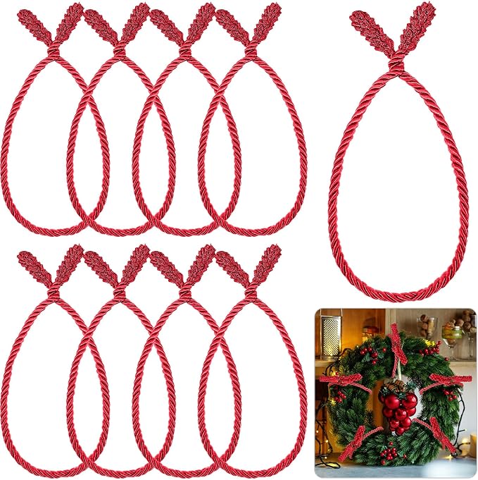 Zhengmy 8 Pcs 20 Inches Christmas Garland Ties Christmas Decorative Twist Ties for Banister Reusable and Flexible Twist for Xmas Home Decorations Holiday Craft Wrapping (Red)