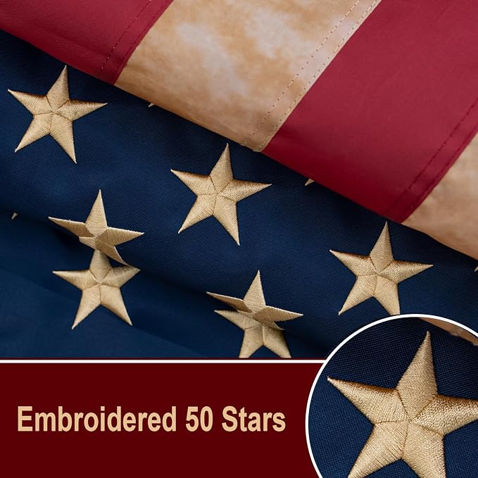 Bradford Vintage American Flag 3x5 ft for Outside, Heavy Duty Tea Stained American Flag Aged Looking for 4th of July Old USA US Flag for 250th Anniversary 4th of July
