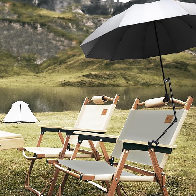 UPF 50+ Beach Umbrella with Adjustable Universal Clamp