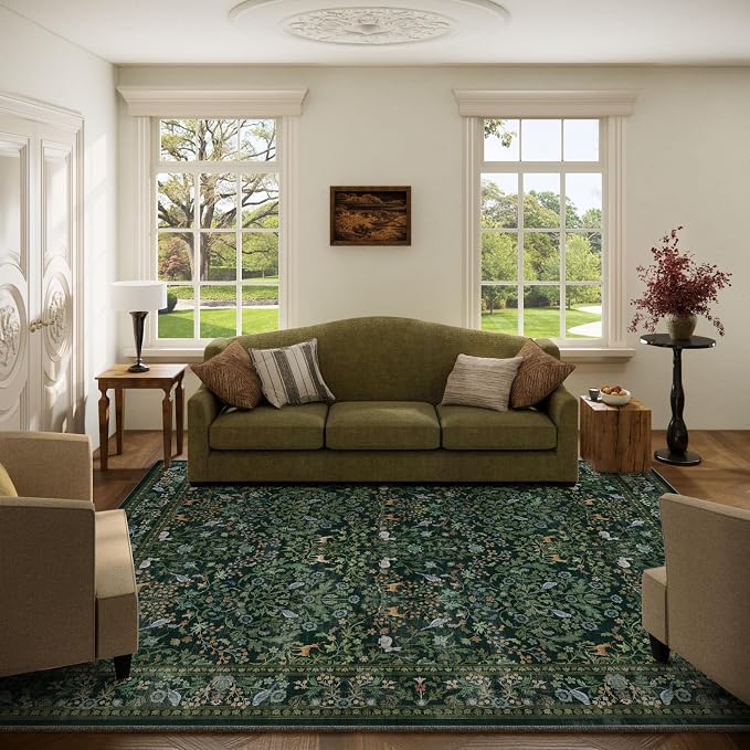 Washable Area Rugs for Living Room: 5x7 Rug Stain Resistant Non Slip Low Pile Lightweight Soft Carpets Rugs for Bedroom Kitchen Dining Room Nursery Kids Room Farmhouse Home Office Indoor