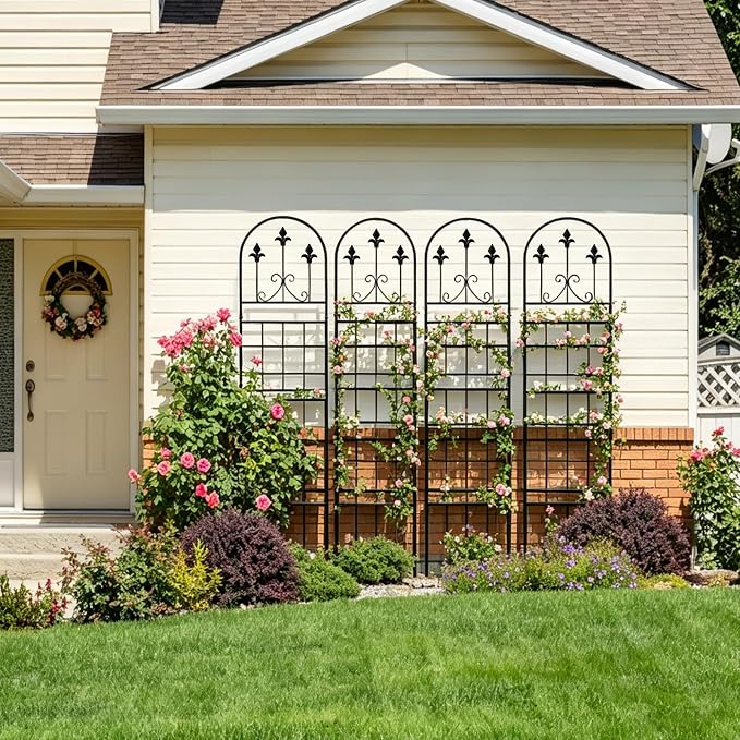 Amoskey 2 Pack 79x13in Durable Garden Trellis for Climbing Plants - Outdoor Trellis Supports for Lush Greenery - Ideal for Vines, Flowers, and Vegetables, Easy Installation & Space-Saving Design