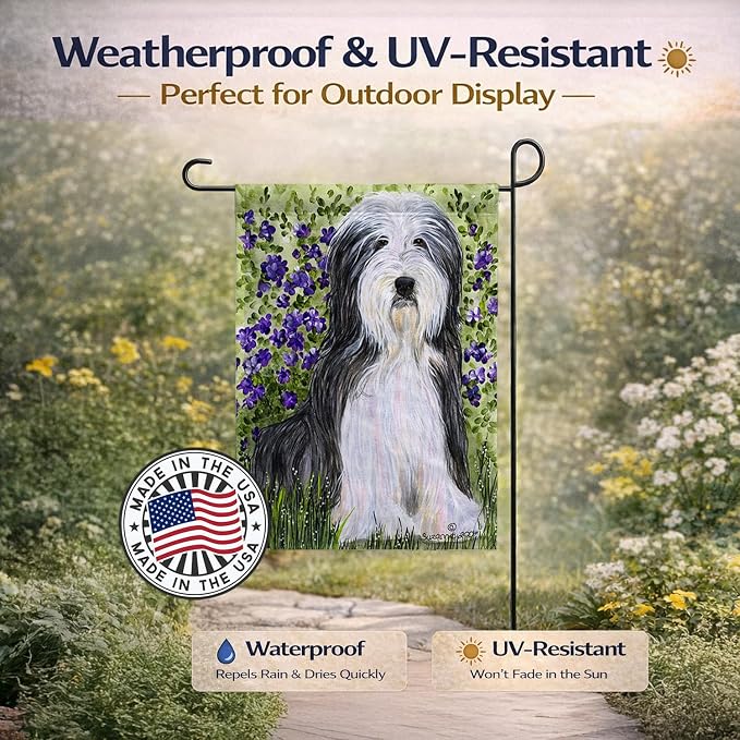 Caroline's Treasures SS8022GF Bearded Collie Garden Flag Mailbox Flag Decorative Yard Flag Banner Outside Patio Artwork Yard Flower Beds, Garden Size, Multicolor