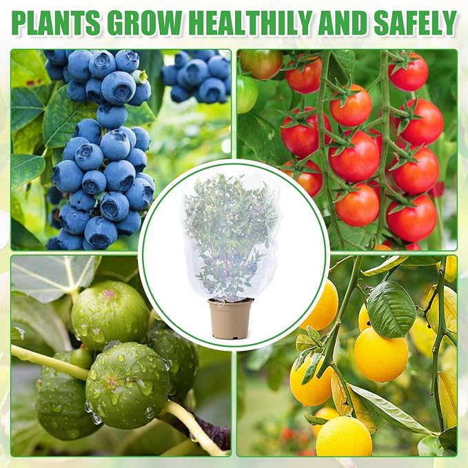 6 Pack Insect Bird Netting Cover - 3.3x5FT Garden Netting Blueberry Bushes Plant Covers with Drawstring, Fine Mesh Fruit Tree Net for Protecting Lemon Orange from Barrier Squirrel Deer