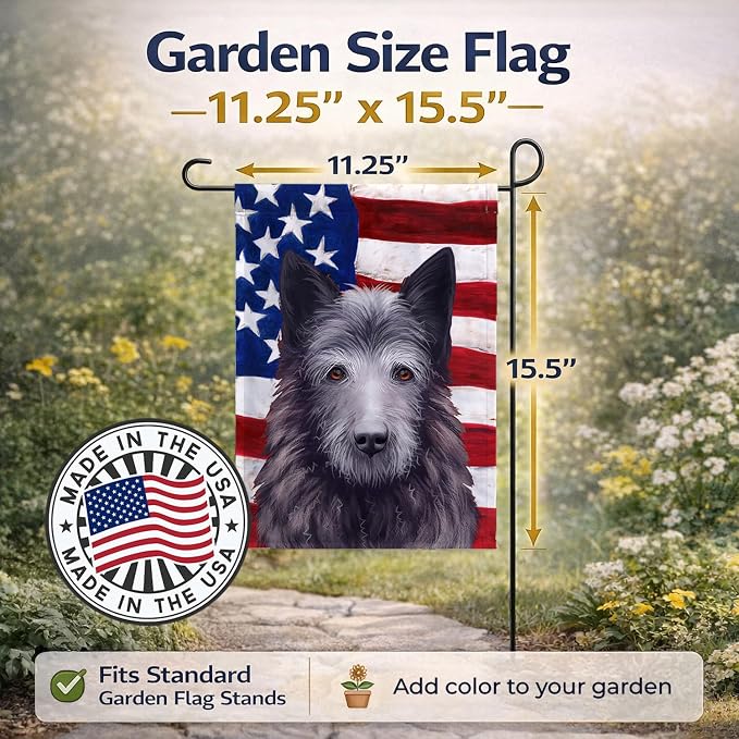 Caroline's Treasures CK6452GF Bouvier des Ardennes American Flag Garden Flag Mailbox Flag Decorative Yard Flag Banner Outside Patio Artwork Yard Flower Beds, Garden Size, Multicolor