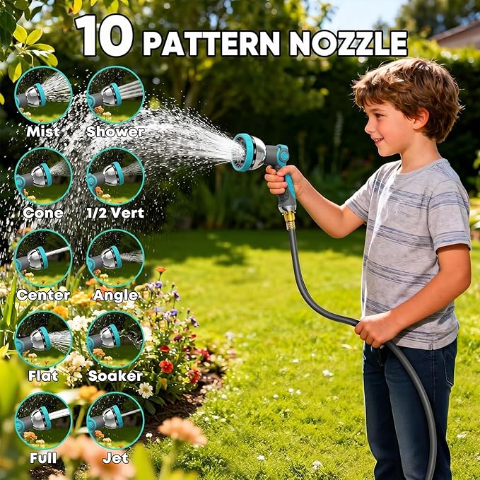 5/8" 110FT Retractable Garden Hose Reel-Heavy Duty Automatic Wall Mounted Hose Reel with 2026 Upgraded UV Resistant, 3/4" Brass Fitting, 10 Pattern Nozzle, 180° Swivel&Any Length Lock Slow Retraction