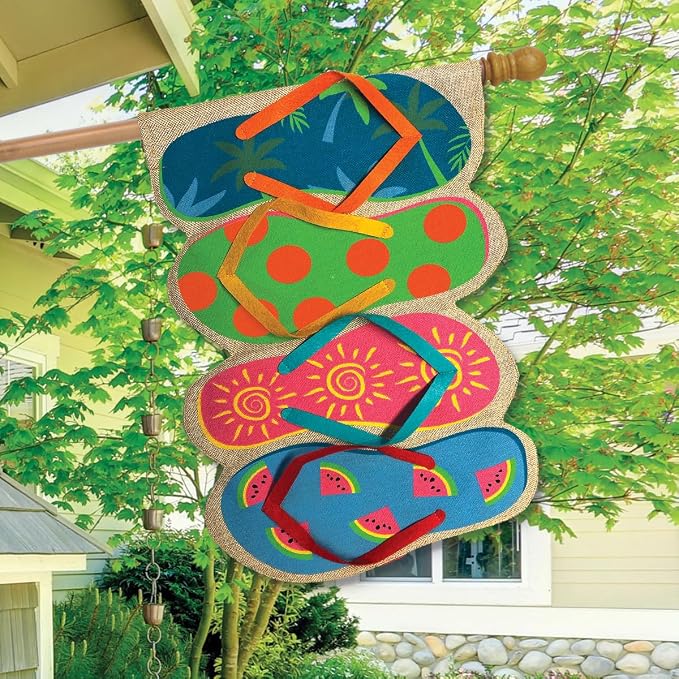 Briarwood Lane Flip Flops Summer Burlap House Flag