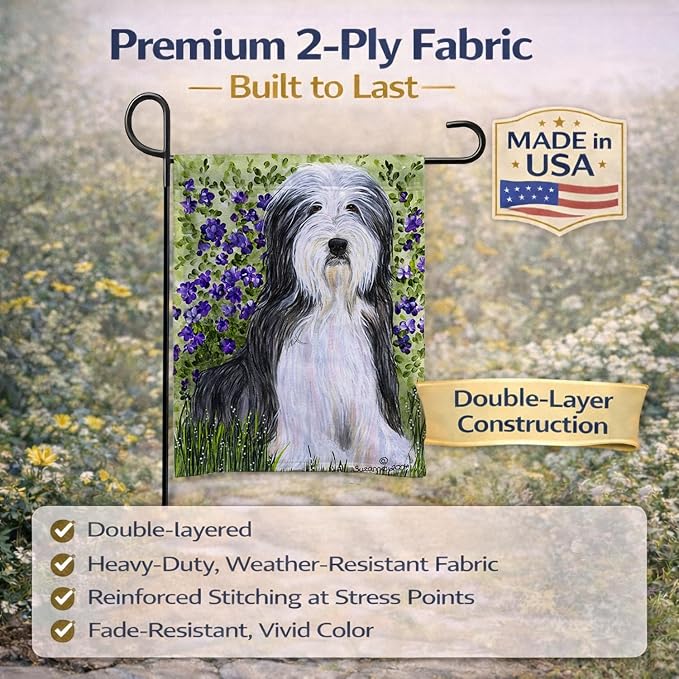 Caroline's Treasures SS8022GF Bearded Collie Garden Flag Mailbox Flag Decorative Yard Flag Banner Outside Patio Artwork Yard Flower Beds, Garden Size, Multicolor