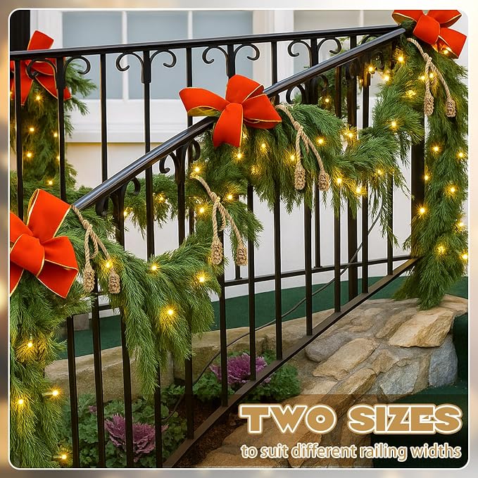 Riakrum 30 Pcs Christmas 20 Inches and 16 Inches Set Decorative Garland Twist Ties Garland Decor for Xmas Holiday Lights Bannisters Stairways Railings (Gold)