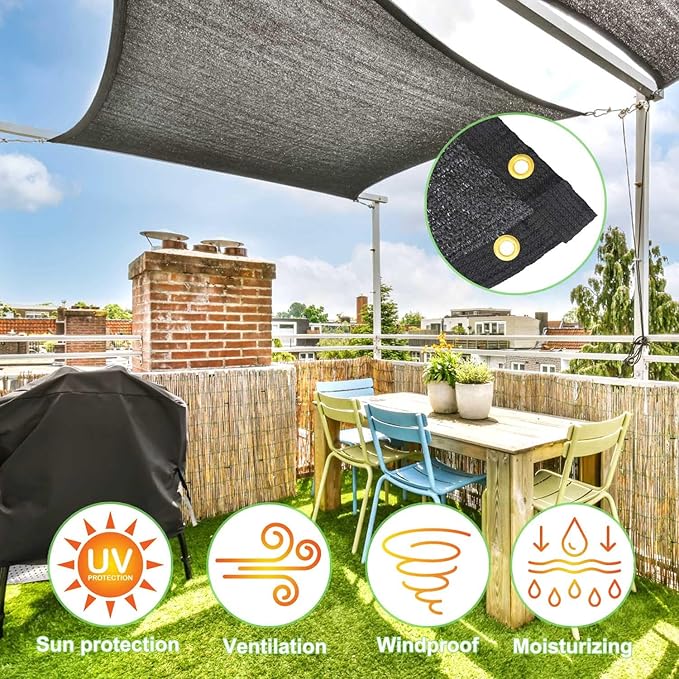 Mklsit Garden Shade Cloth, 40% 12 x 12 FT Resistant Sun Shade Net Mesh Tarp with Reinforced Grommets Outdoor Shade Cloth for Greenhouse, Plants, Tomatoes, Pergola, Patio Sunshade