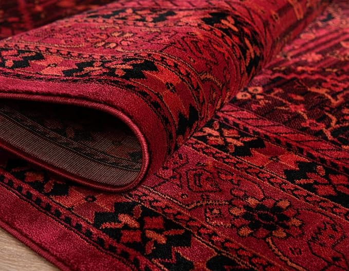 Unique Loom Tekke Collection Area Rug - Sheibani (9' x 12' Rectangle, Red/ Black)