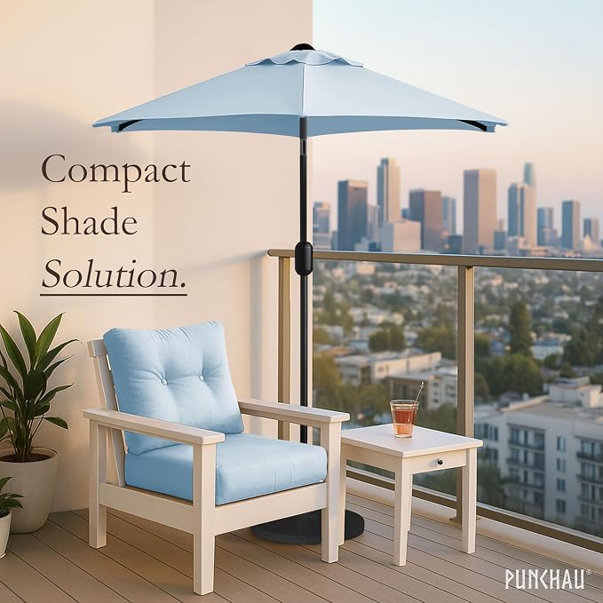 6 Ft Outdoor Patio Umbrella with Aluminum Pole, Easy Open/Close Crank and Push Button Tilt Adjustment - Blue Market Umbrellas