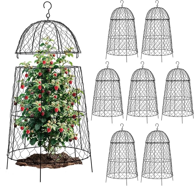 Plant Protector Chicken Wire Cloche 8 Psc, 20×12.6in Large Garden Plant Cage Protector, Split Design and Anti-Rust Coated Metal Plant Cover for Outdoor Plants, Wire Plant Protectors from Animals