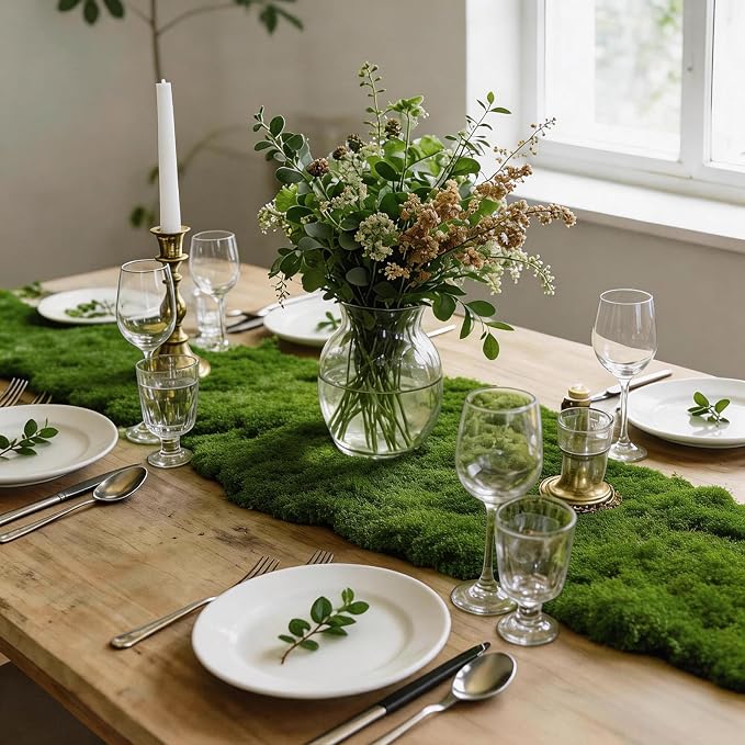 Bupelo Fake Moss Rug Artificial Moss 19.7" x 39.4" Faux Moss for Crafts Like Fairy Garden Accessories, Plants Indoor, DIY Enchanted Forest Decor, Wedding Table Runner Party Decorations (50x100cm)