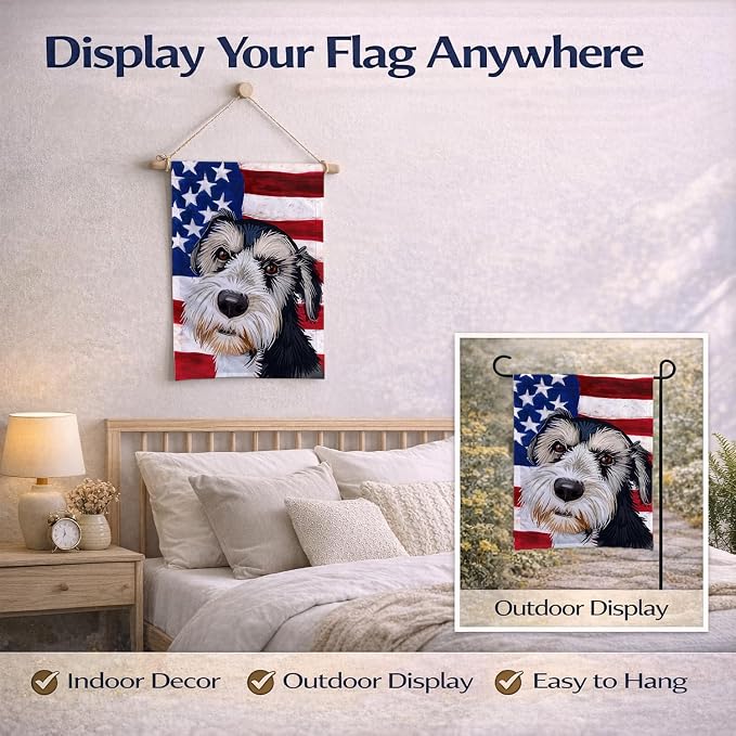 Caroline's Treasures CK6554GF Griffon Nivernais Dog American Flag Garden Flag Mailbox Flag Decorative Yard Flag Banner Outside Patio Artwork Yard Flower Beds, Garden Size, Multicolor