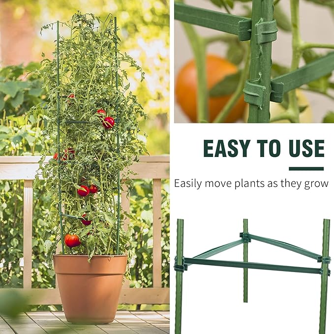 Saihisday 50PCS Stake Arms for Tomato Cage,11.8 Inches Expandable Trellis Connectors Plant Stake Connectors for Climbing Plants, Garden Plants, Vegetables, 16mm