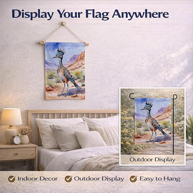 Caroline's Treasures New Mexico Greater Roadrunner Garden Flag Mailbox Flag Decorative Yard Flag Banner Outside Patio Artwork Yard Flower Beds, Garden Size, Multicolor