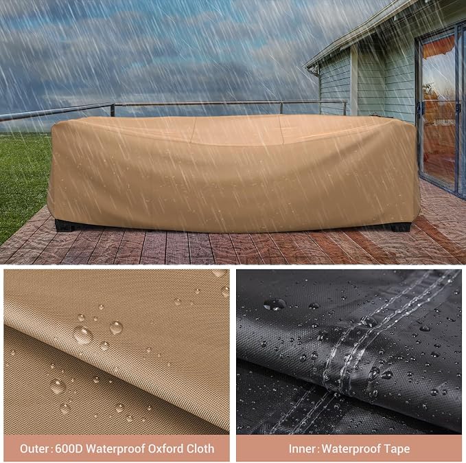 Mrrihand Heavy Duty Patio Furniture Covers, Outdoor Furniture Covers Waterproof Sectional Sofa Set, Patio Table and Chair Set Cover 62" L×42" W×28" H,Brown
