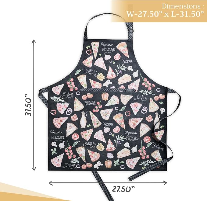 Maison d' Hermine Aprons for women with Pocket 100% Cotton (27.50"x31.50") | Adjustable Neck Strap & long ties Apron Men Chef Wedding Cooking Gardening Server Maid