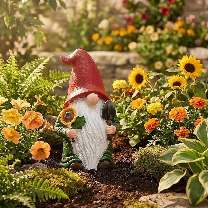 Hide A Key Outside Garden Gnome Statue, Outdoor Key Hiders Hidden Spare Key Holder Lock Box with Rotating Clasp, Yard Lawn Patio Garden Decor for Homeowners