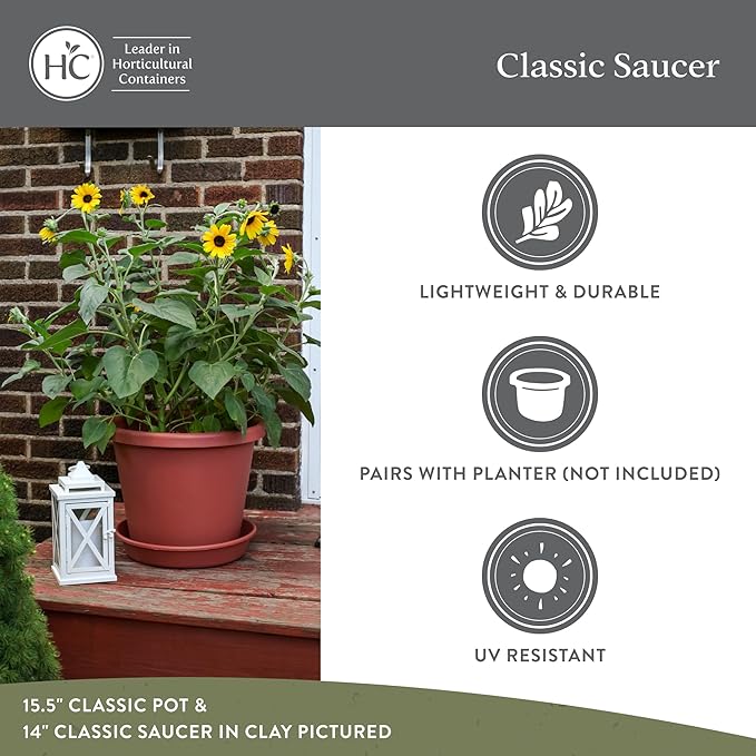 The HC Companies 17.5 Inch Round Plastic Classic Plant Saucer - Indoor Outdoor Plant Trays for Pots - 17.5"x17.5"x3" Slate Blue