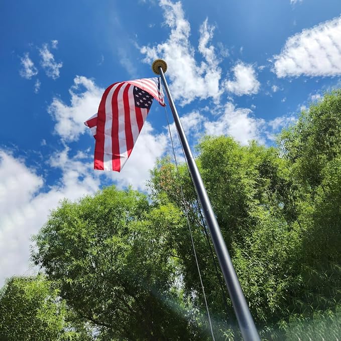 Flag Pole for Outside House, 19 FT Heavy Duty 45K PSI & 95 HBW Hard Aerospace Aluminum Flagpole Kit, Unbending Outdoor In-Ground Flag Poles with 3x5 American Flag for Yard, Residential or Commercial