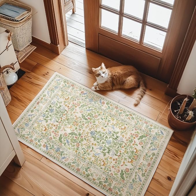 2x3 Washable Area Rugs for Entryway: Throw Small Rug Door Mat Indoor Entrance Non-Slip Low Pile Soft Kitchen Rug for Entrance Front Door Indoor Bedside Kids Room