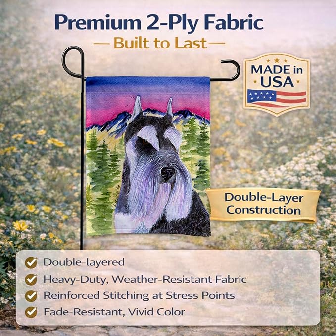 Caroline's Treasures SS8340GF Schnauzer Garden Flag Mailbox Flag Decorative Yard Flag Banner Outside Patio Artwork Yard Flower Beds, Garden Size, Multicolor