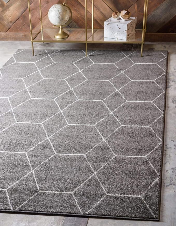 Unique Loom Trellis Frieze Collection Area Rug - Geometric (2' x 3' 1", Dark Gray/ Ivory)