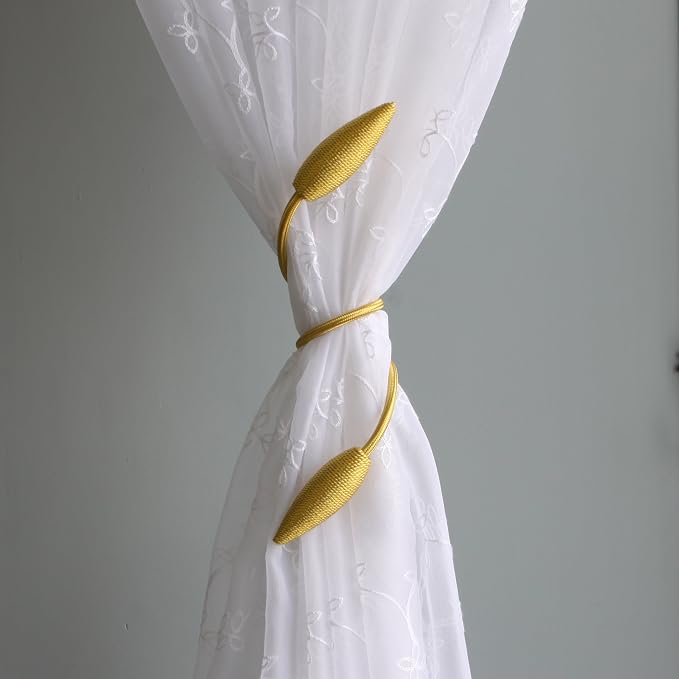 Valea Home 2-Pack Creative Curtain Tiebacks Random Modelling Curtain Holdbacks Eelicate Simple Type, Gold