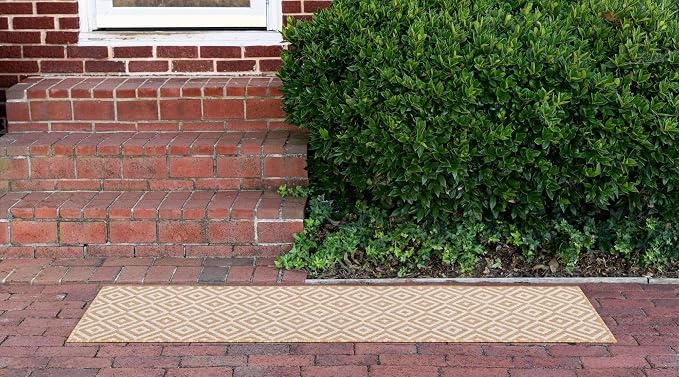 Unique Loom Outdoor Collection Area Rug - Costa Rica (2' x 8' Runner, Beige/ Cream)