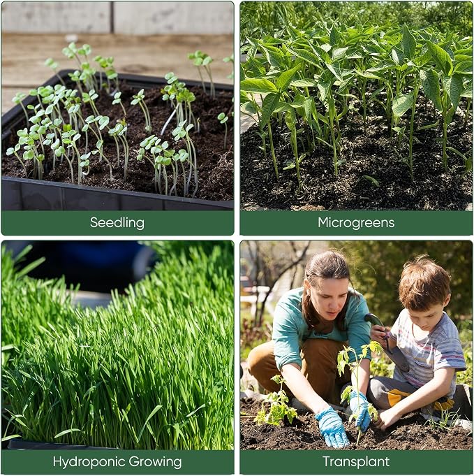 Sckee Upgraded 10 Pack Plant Growing Trays Seed Starting Tray Microgreens Growing Trays Seedling Plant Germination Starter Tray Transplant Fodder Flats, No Holes, No Leakage, Reusable (1015)