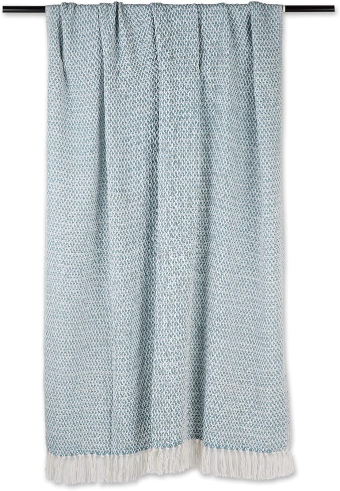 DII Woven Throw Collection 100% Cotton, Basketweave, 50x60, Storm Blue (Pack of 2)
