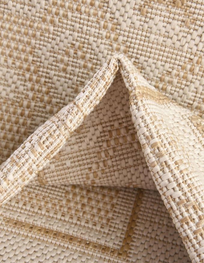 Unique Loom Outdoor Aztec Collection Area Rug - Coba (3' 3" Round, Natural/ Ivory)