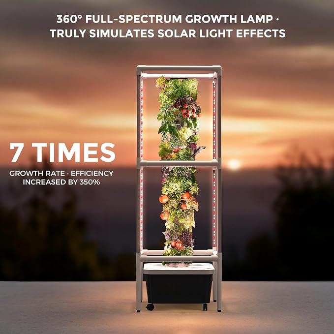 SJZX Hydroponics Growing System, Hydroponic Tower with Full-Spectrum Grow Lights, 5/14Tiers Indoor Outdoor Garden Planter, Vertical Home Gardening Kits for Vegetables, Fruits, Herb (14L5H)