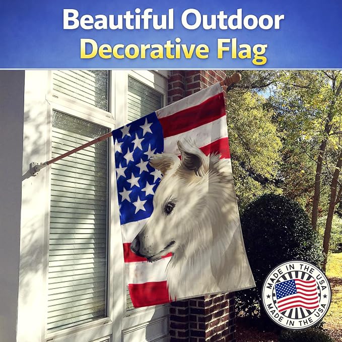Caroline's Treasures CK6496CHF Cretan Hound Dog American Flag House Flag Large Porch Sleeve Pole Decorative Outside Yard Banner Artwork Wall Hanging, Polyester, House Size, Multicolor