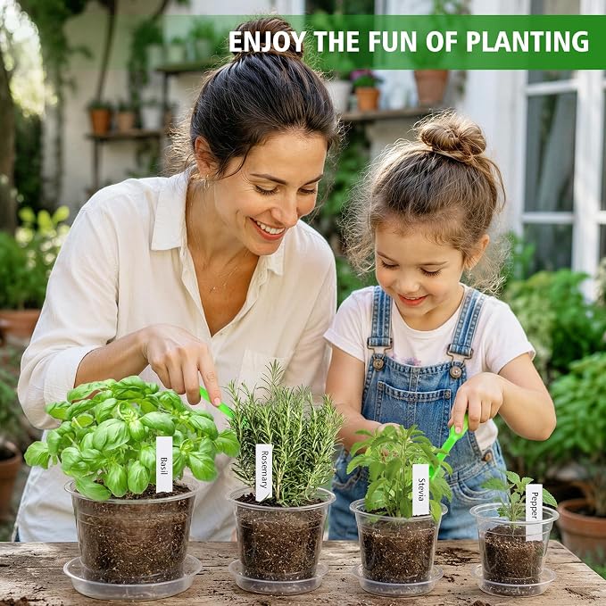 5/6/7/10 Inch Clear Nursery Pots with Drainage Holes and Saucers, 16 Pack Large Plastic Plant Pots for Seedlings, Succulents, Herbs, Flowers & Vegetables, Repotting and Growing (Clear, 16)