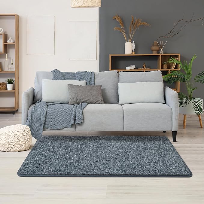 Chicrug Memory Foam 2x4 Small Runner Rugs for Hallway Entryway Bedroom | Modern Low-Pile Carpet Runner Rug for Kitchen, Throw Kids Rug for Bedside Dorm Room Decor, Blue and White