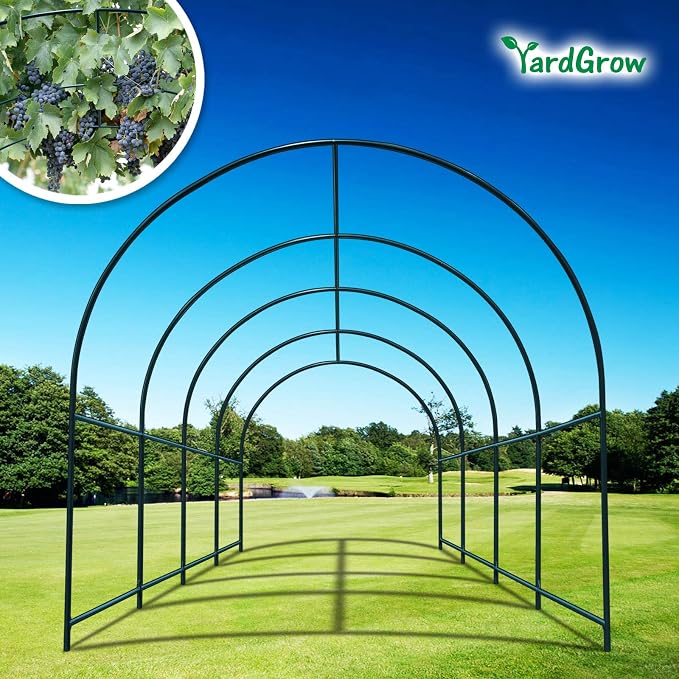YardGrow Large Size Metal Garden Arbor Arch for Various Climbing Plant Roses Vines Birthday Wedding Party Decoration Pergola Arbor Climbing Support Frame (13x7x7.2 FT)