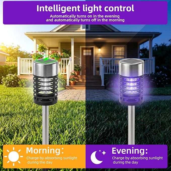Solar Bug Zapper Outdoor Waterproof Mosquito Repellent Outdoor Patio Mosquito Trap & Killer for Backyard, Farm, Garden, 2026 Solar Powered Fly Zapper for Small Flying Insect, Gnats, Flies, Moths(4)