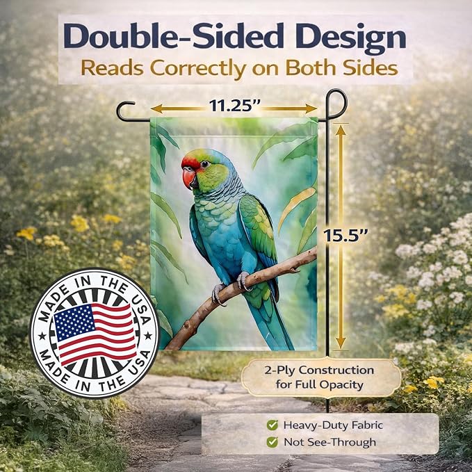 Caroline's Treasures African Ringneck Parrot Garden Flag Mailbox Flag Decorative Yard Flag Banner Outside Patio Artwork Yard Flower Beds, Garden Size, Multicolor
