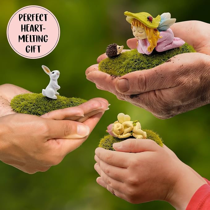 WILD PIXY Miniature Baby Fairy Garden Figurine Set – Decorative Fairy Garden Ornaments with Baby Animals & Fairies – Indoor & Outdoor Décor, Presented in Premium Gift Box
