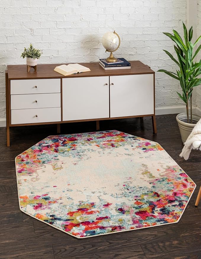 Unique Loom Chromatic Collection Area Rug - Joyous (5' Octagon Multi/Blue)
