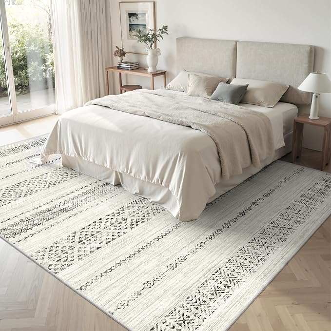 Miukiki 6x9 Area Rug Washable Non Slip Rug for Living Room Grey | Soft Low Pile Washable Area Rug Bedroom Dining Room, Stain Resistant Carpet with Easy Care Design 6'x9'