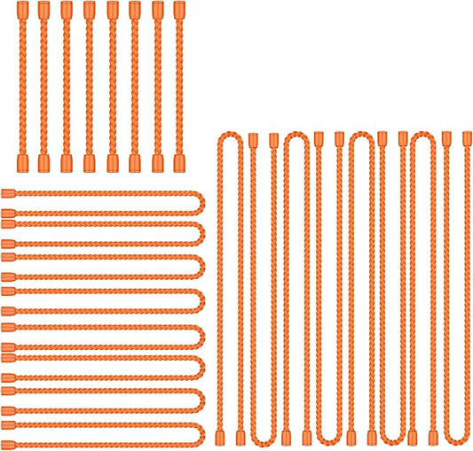 24PCS 4-Inch, 12-Inch, 18-Inch Silicone Cable Ties, Bendable Rubber Twist Ties, Reusable Twist Ties for Cords, gear ties for Organizing, Bundling (Orange)