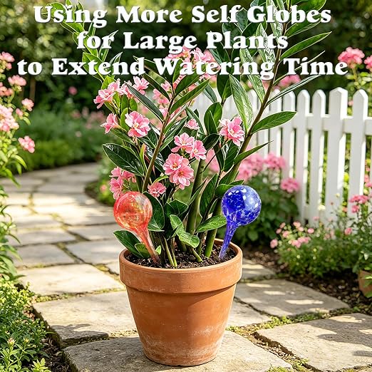 Plant Watering Globes - 6 Pack Colorful Glass Self Watering Bulbs for Plants, Automatic Plant Watering Devices for Indoor & Outdoor Use