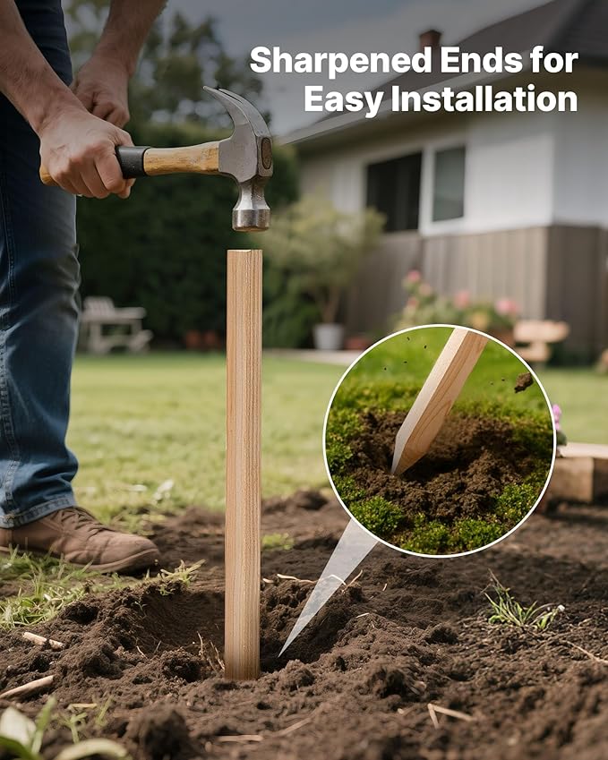 VEVOR Wooden Garden Stakes, 50 Pcs 36x0.75x0.75 in Survey Grading Stakes, Garden Ground Stake with Sharp Point, Fir Wood Plant Support Stake, Sign Posts for Silt Fence Backyard Boundaries Baselines