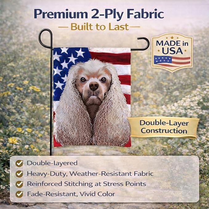 Caroline's Treasures CK6396GF American Cocker Spaniel American Flag Garden Flag Mailbox Flag Decorative Yard Flag Banner Outside Patio Artwork Yard Flower Beds, Garden Size, Multicolor