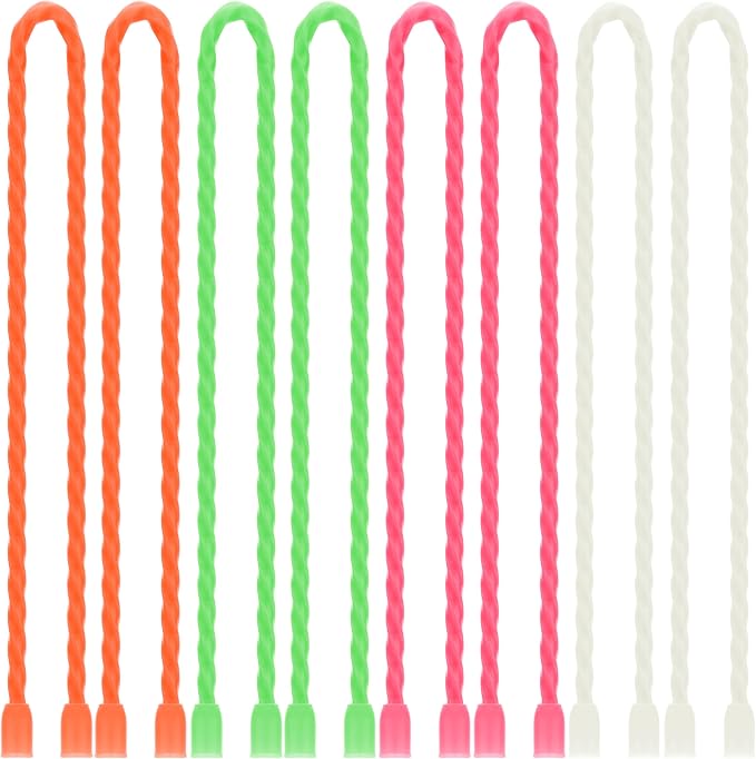 TRIPLE DEER 8Pcs 12-Inch Silicone Cable Ties Colorful Reusable Steel-Core Silicone Twist Gear Tie Straps for Bundling and Organizing, Bendable Holder Strap for Indoor and Out All Purpose