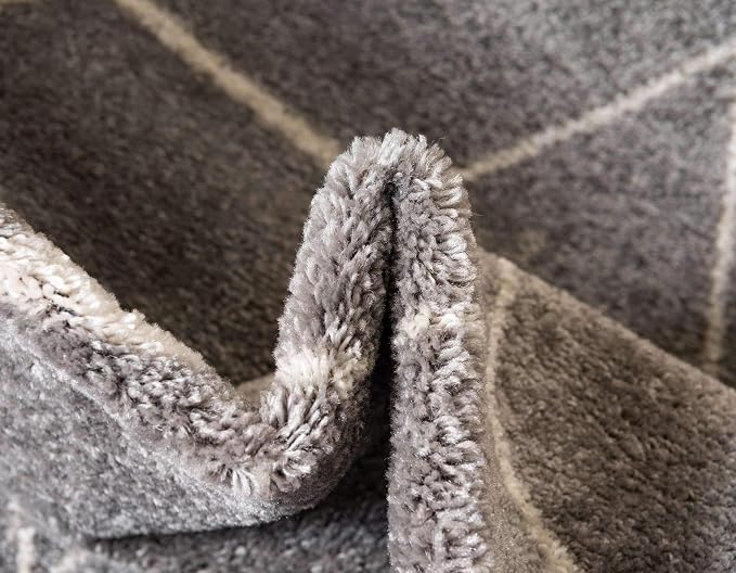 Unique Loom Trellis Frieze Collection Area Rug - Geometric (3' x 5' Oval, Light Gray/ Ivory)